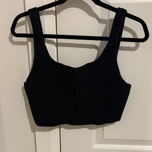 Babaton Black Ribbed Crop Top